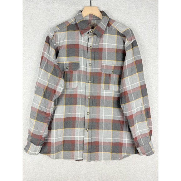 Bills Khakis Shirt Mens Large Gray Red Yellow Plaid Flannel Classic Fit USA - Picture 1 of 9